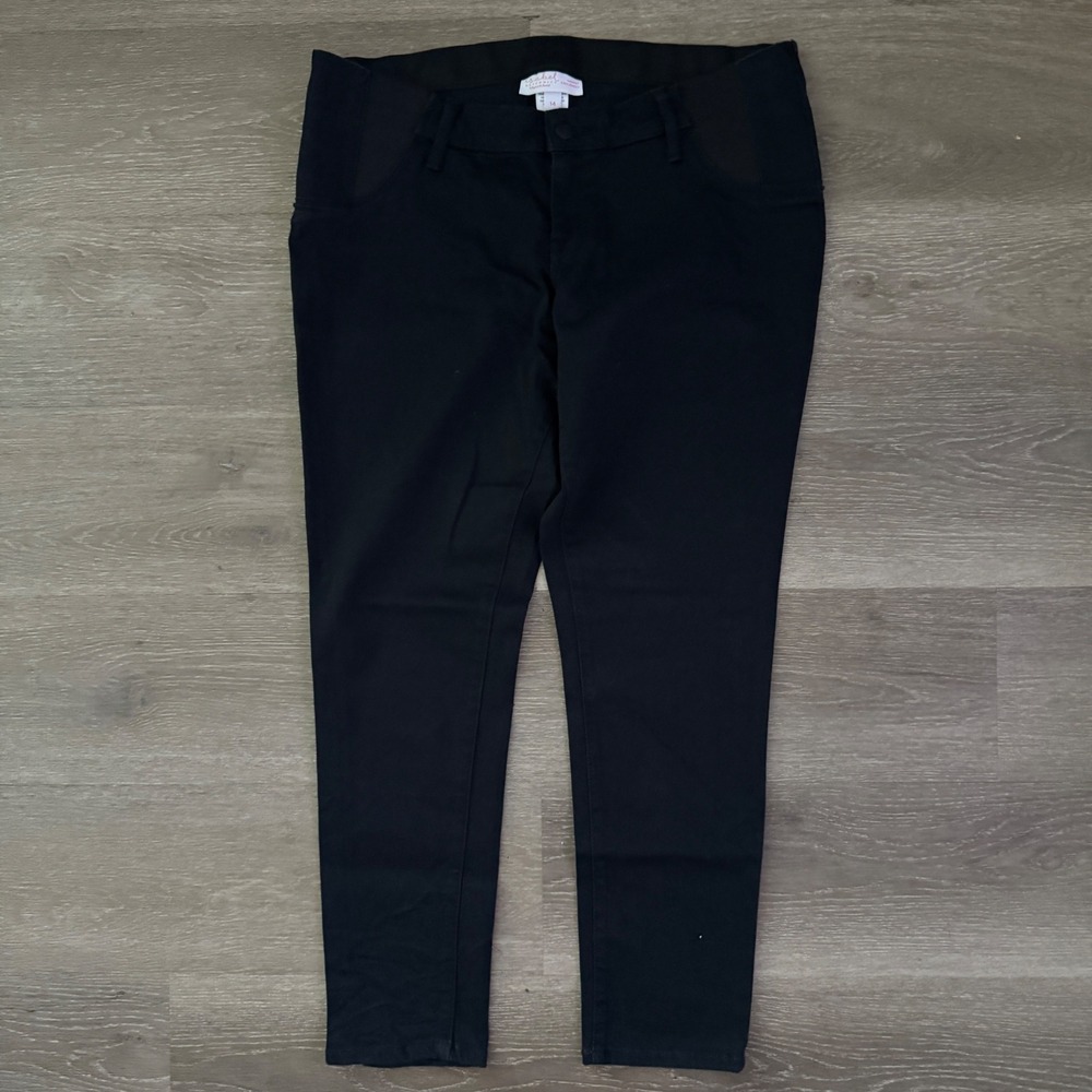 Isabel Maternity Skinny Pants Women 14 Black Under Belly Stretch Entubado